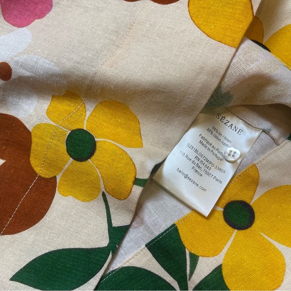 Sezane Floral Cream Top with Multicolor Blooms - Picture 5 of 14